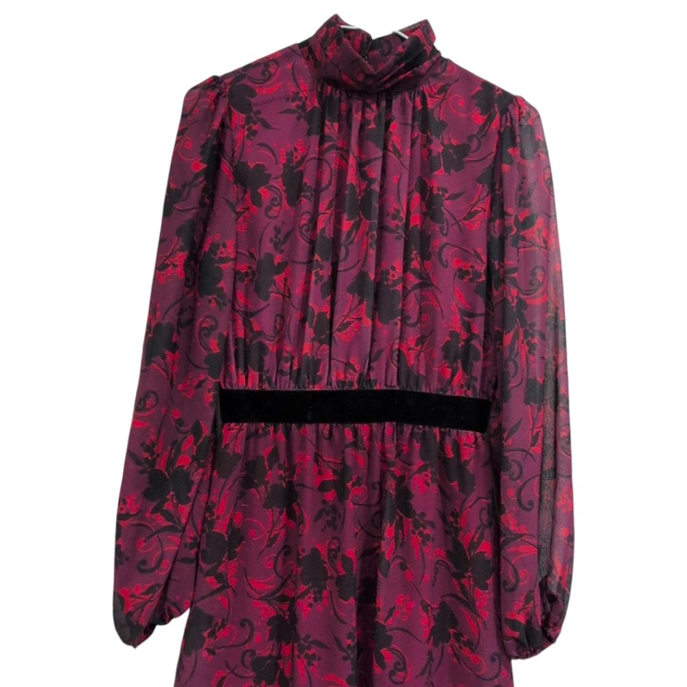 LDT Brooke Elegant Floral Long Sleeve Dress 2 - Picture 6 of 11